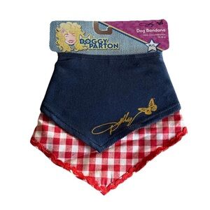 Medium/Large Blue Printed Denim Gingham Print Bandana for Pets Dogs